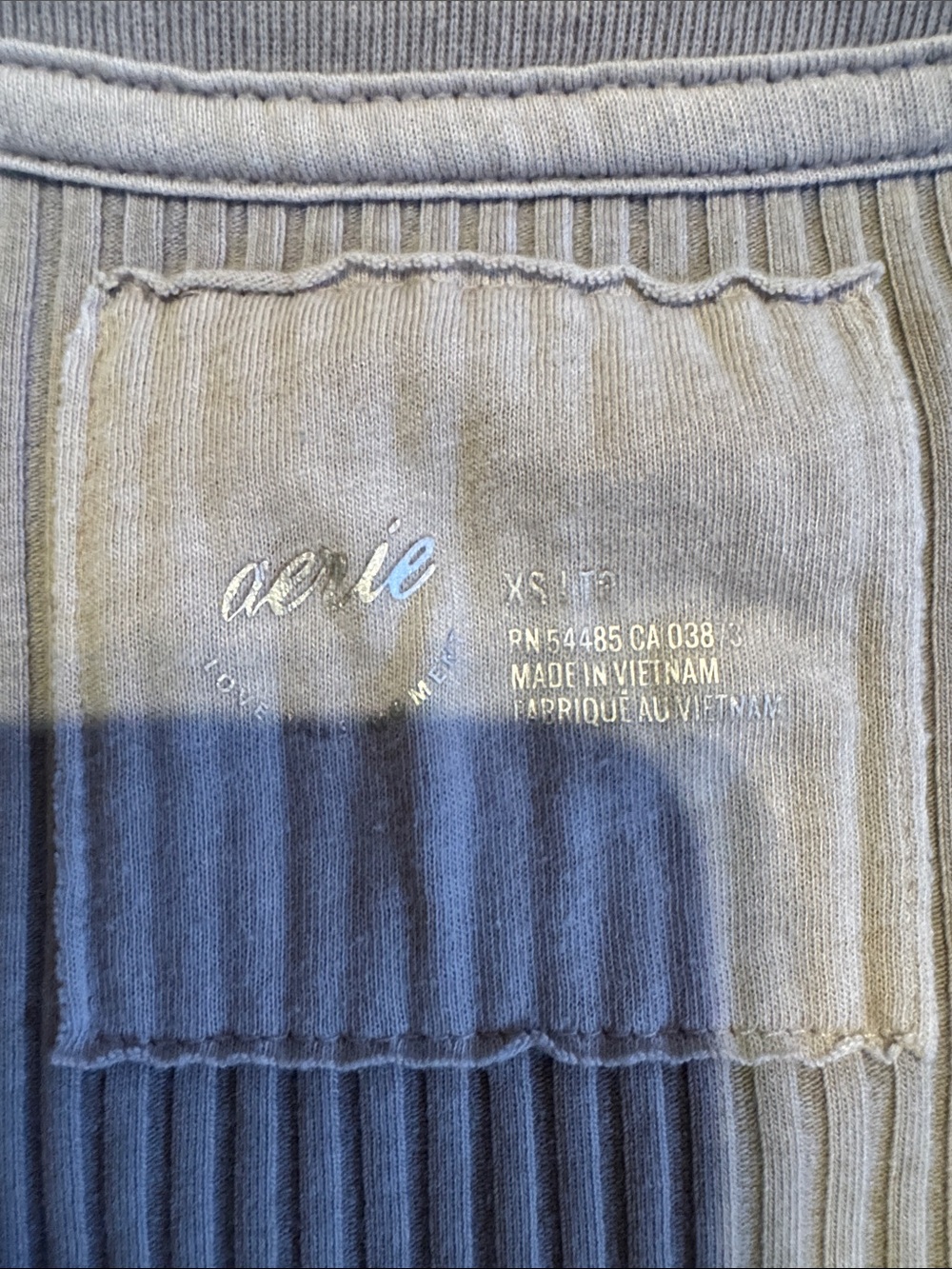 aerie Ribbed Crewneck long sleeve in tan